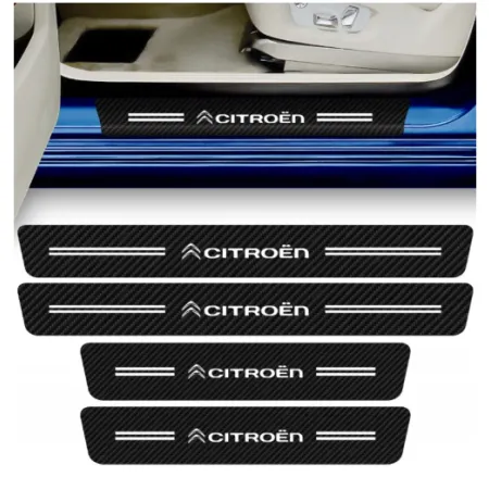 Naklejki Ochronne na Progi Citroen – Carbon Look z Logo CITROEN - zestaw 4 sztuk